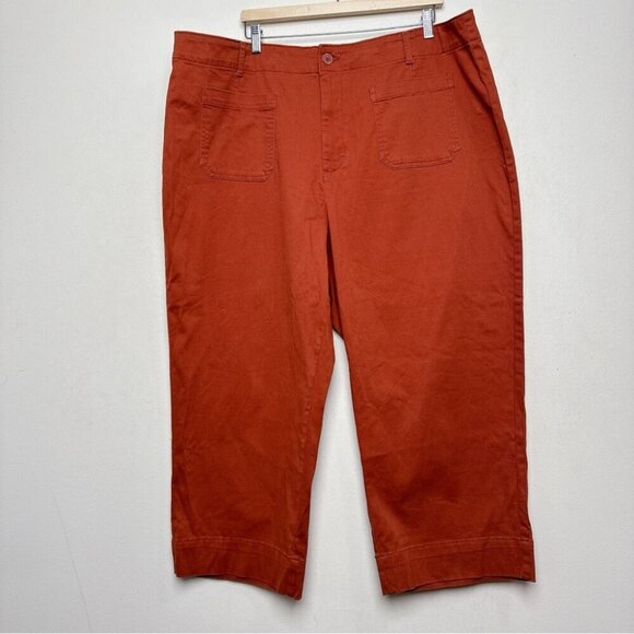 Bagatelle Womens 3X Rust Orange Twill Patch Pocket Cropped Pants - Picture 2 of 13
